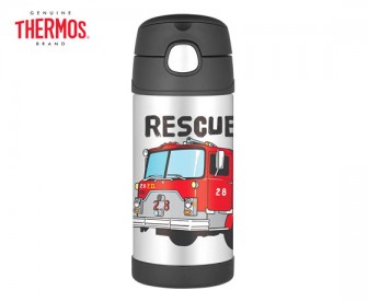 Thermos 膳魔师 不锈钢真空保温吸管杯 黑色消防车 355毫升